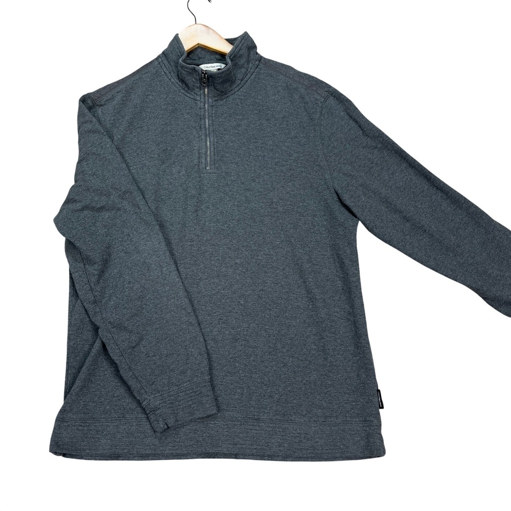 Calvin Klein Jeans Pullover Men Large Gray Heathered Long Sleeve Quarter Zip EUC